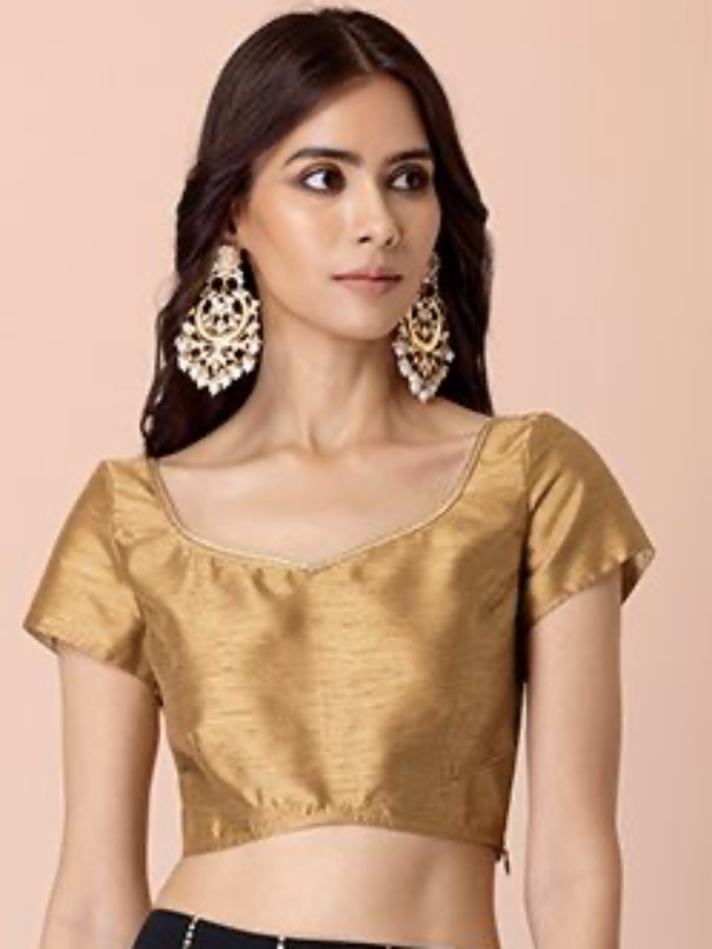 Gold Smocked Crop Top